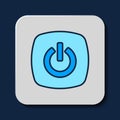 Filled outline Smart home icon isolated on blue background. Remote control. Vector