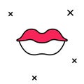 Filled outline Smiling lips icon isolated on white background. Smile symbol. Vector