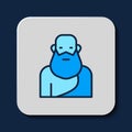 Filled outline Socrates icon isolated on blue background. Sokrat ancient greek Athenes ancient philosophy. Vector