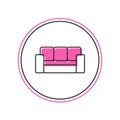 Filled outline Sofa icon isolated on white background. Vector