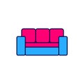 Filled outline Sofa icon isolated on white background. Vector