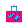 Filled outline Suitcase for travel icon isolated on white background. Traveling baggage sign. Travel luggage icon