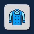 Filled outline Sweater icon isolated on blue background. Pullover icon. Vector