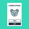 Filled outline Teddy bear plush toy icon isolated on turquoise background. Vector