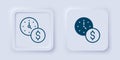 Filled and outline Time is money icon isolated on grey background. Money is time. Effective time management. Convert