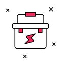 Filled outline Toolbox electrician icon isolated on white background. Vector