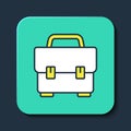 Filled outline Toolbox icon isolated on blue background. Tool box sign. Turquoise square button. Vector
