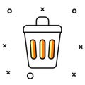 Filled outline Trash can icon isolated on white background. Garbage bin sign. Recycle basket icon. Office trash icon