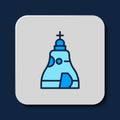 Filled outline The Tsar bell in Moscow monument icon isolated on blue background. Vector