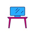 Filled outline TV table stand icon isolated on white background. Vector Royalty Free Stock Photo