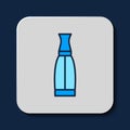 Filled outline Vape liquid bottle for electronic cigarettes icon isolated on blue background. Vector Royalty Free Stock Photo