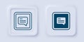 Filled and outline Video with subtitles icon isolated on grey background. Square button. Vector