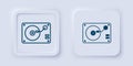 Filled and outline Vinyl player with a vinyl disk icon isolated on grey background. Square button. Vector