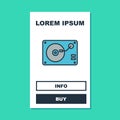 Filled outline Vinyl player with a vinyl disk icon isolated on turquoise background. Vector