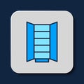 Filled outline Wardrobe icon isolated on blue background. Cupboard sign. Vector