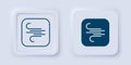 Filled and outline Wind icon isolated on grey background. Windy weather. Square button. Vector