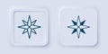 Filled and outline Wind rose icon isolated on grey background. Compass icon for travel. Navigation design. Square button