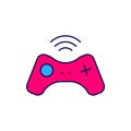 Filled outline Wireless gamepad icon isolated on white background. Game controller. Vector