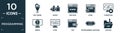 filled programming icon set. contain flat seo funnel, addon, web page, login, computing, error, html, css, programming language, Royalty Free Stock Photo