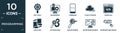 filled programming icon set. contain flat seo tools, engineering, command, cloud storage, error 404, duplicate, optimization, seo Royalty Free Stock Photo