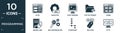 filled programming icon set. contain flat ux de, image seo, code terminal, css file format, theme, broken link, seo configuration Royalty Free Stock Photo