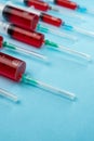 Selective focus, filled with medical syringe Royalty Free Stock Photo