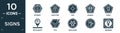 filled signs icon set. contain flat internet, radiation, add, khanda, ceres, restaurant, tick, biohazard, , femenine icons in