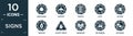 filled signs icon set. contain flat marijuana, airport, traffic, rats, no fire, weapon, do not touch, gambling, no ironing, no Royalty Free Stock Photo