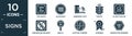 filled signs icon set. contain flat the sum of, align right, emergency exit, traffic, is less than or equal to, percentage