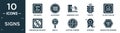 filled signs icon set. contain flat the sum of, align right, emergency exit, traffic, is less than or equal to, percentage Royalty Free Stock Photo