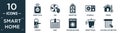 filled smart home icon set. contain flat smart plug, fan, smart key, doorbell, freeze, locking, deep, washer machine, smart trash