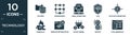 filled technology icon set. contain flat caching, frameworks, email marketing, vpn, affiliate marketing, firewalls, website