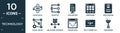 filled technology icon set. contain flat color value, selector, web servers, wireframe, user persona, social graph, relational Royalty Free Stock Photo