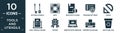 filled tools and utensils icon set. contain flat kitchen utensils, navy, book with cd rom, program settings, squad, daily specials