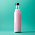 Filled unopened milk bottle isolated on light background - AI generated image
