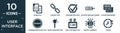 filled user interface icon set. contain flat blank file, link button, checking box with a checkmark, battery medium charge, folded