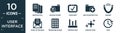 filled user interface icon set. contain flat multiple file, unlock folder, check box, add folder button, magnet, open letter read