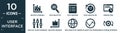 filled user interface icon set. contain flat multiple variable continuous chart, data analytics, data windows, data analysis pie Royalty Free Stock Photo