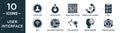 filled user interface icon set. contain flat photo size, upload setup, boxed line stocks, binary code loading, rule, wi-fi,