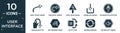 filled user interface icon set. contain flat right curve arrow, turn right arrow, curvy road ahead, download arrow, up fold button