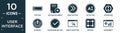 filled user interface icon set. contain flat text box, add new document, right button, letter size, opposition, external, round Royalty Free Stock Photo