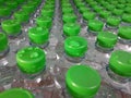 Filled Water Bottles With Green Plastic Cap