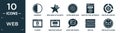 filled web icon set. contain flat darkness, web mark as favorite star, interlinked web, page setting interface, circular graphic,