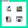 Pack of 4 Modern Filledline Flat Colors Signs and Symbols for Web Print Media such as driver, music, screw, content, web