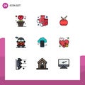Filledline Flat Color Pack of 9 Universal Symbols of information, cloud storage, china, business, public transport