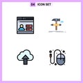 Filledline Flat Color Pack of 4 Universal Symbols of user, arrow, security, develop, up