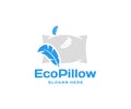 Filler of a soft pillow from bird feathers logo design. Hygiene pillow with feathers inside graphic design