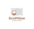 Filler of a soft pillow from cotton logo design. Hygiene pillow with cotton inside graphic design