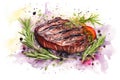 Fillet beef barbecue meat rosemary sirloin steak dinner background food meal grill Royalty Free Stock Photo