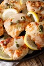 Fillet chicken piccata with lemon, thyme and capers close-up. vertical Royalty Free Stock Photo